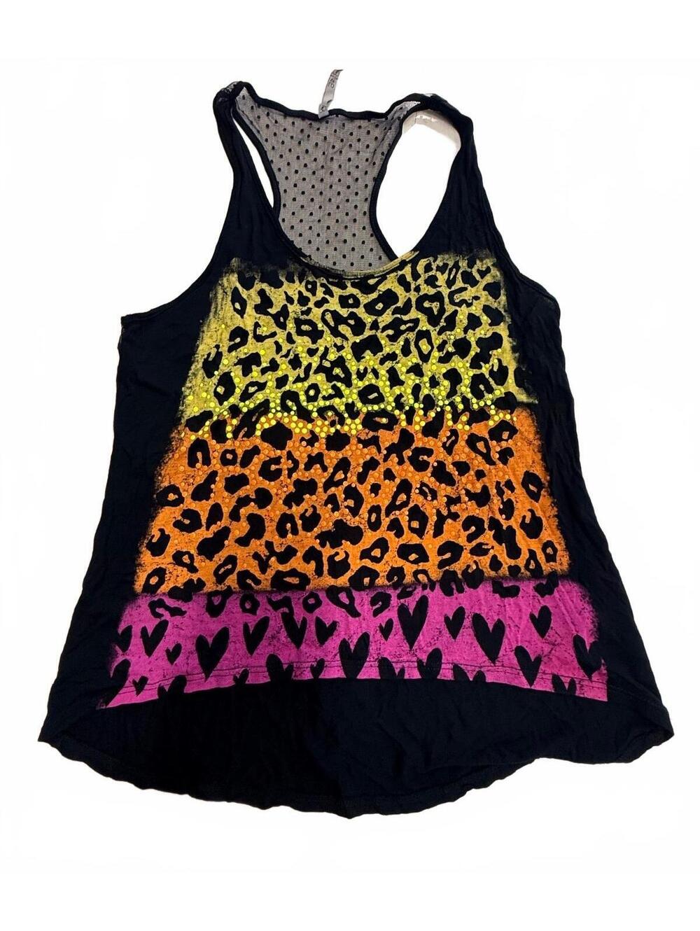 Love Culture Women's Sleeveless Racerback Tank Top with Animal and Heart Print